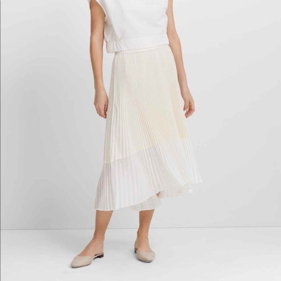 Club Monaco Elegant Cream White Pleated Midi Skirt Size Small NEW! - Picture 1 of 3